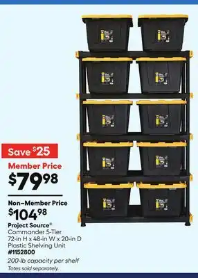 Lowe's Project Source Commander 5-Tier 72-in H x 48-in W x 20-in D Plastic Shelving Unit offer