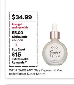 CVS ANY Olay Regenerist Max collection or Super Serum offer