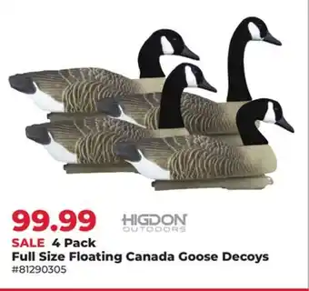 Runnings Higdon 4 Pack Full Size Floating Canada Goose Decoys offer