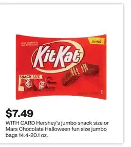 CVS Hershey's jumbo snack size or Mars Chocolate Halloween fun size jumbo bags 14.4-20.1 oz offer