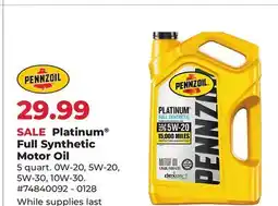 Runnings Platinum Full Synthetic Motor Oil offer