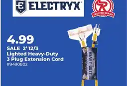 Runnings Electryx 2' 12/3 Lighted Heavy-Duty 3 Plug Extension Cord offer