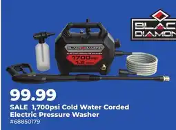 Runnings Black Diamond 700psi Cold Water Corded Electric Pressure Washer offer