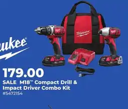 Runnings Milwaukee M18 Compact Drill & Impact Driver Combo Kit offer