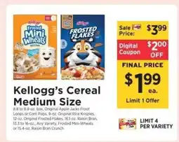 ShopRite Kellogg's Cereal Medium Size offer