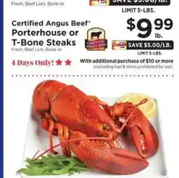 ShopRite Certified Angus Beef Porterhouse or T-Bone Steaks offer