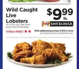 ShopRite Wild Caught Live Lobsters offer