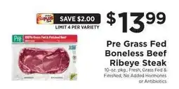 ShopRite Pre Grass Fed Boneless Beef Ribeye Steak offer