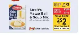 ShopRite Streit's Matzo Ball & Soup Mix offer