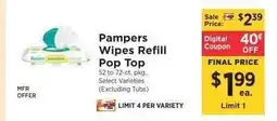 ShopRite Pampers Wipes Refill Pop Top offer
