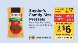 ShopRite Snyder's Family Size Pretzels offer