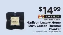 ShopRite Madison Luxury Home 100% Cotton Thermal Blanket offer