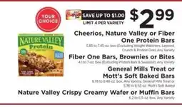 ShopRite Cheerios, Nature Valley or Fiber One Protein Bars offer
