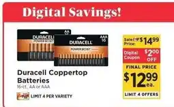 ShopRite Duracell Coppertop Batteries offer