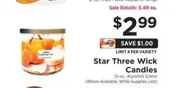 ShopRite Star Three Wick Candles offer