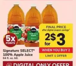 Safeway Signature Select 100% Apple Juice offer