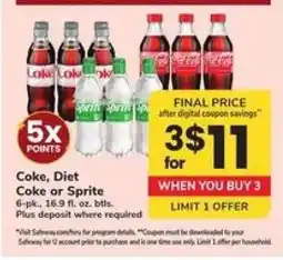 Safeway Coke, Diet Coke Or Sprite offer