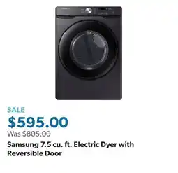 Sam's Club Samsung 7.5 cu. ft. Electric Dyer with Reversible Door offer