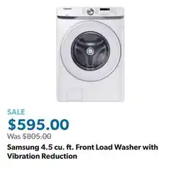 Sam's Club Samsung 4.5 cu. ft. Front Load Washer with Vibration Reduction offer