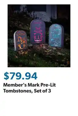 Sam's Club Member's Mark Pre-Lit Tombstones, Set of 3 offer