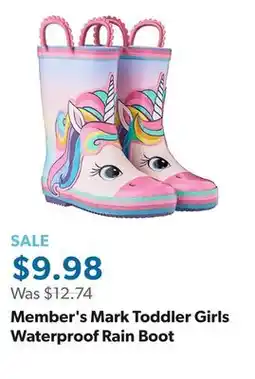 Sam's Club Member's Mark Toddler Girls Waterproof Rain Boot offer