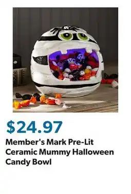 Sam's Club Member's Mark Pre-Lit Ceramic Mummy Halloween Candy Bowl offer