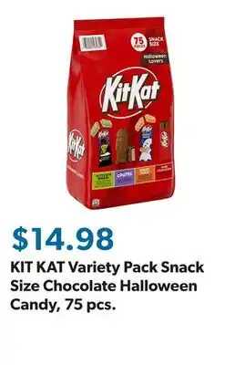 Sam's Club KIT KAT Variety Pack Snack Size Chocolate Halloween Candy, 75 pcs offer