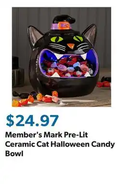 Sam's Club Member's Mark Pre-Lit Ceramic Cat Halloween Candy Bowl offer