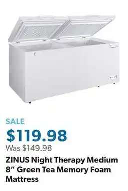 Sam's Club ZINUS Night Therapy Medium 8 Green Tea Memory Foam Mattress offer
