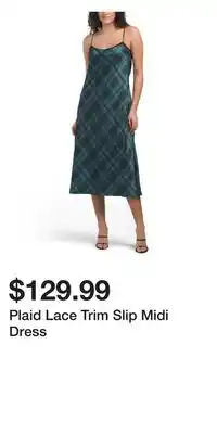 TJ Maxx Plaid Lace Trim Slip Midi Dress offer
