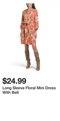 TJ Maxx Long Sleeve Floral Mini Dress With Belt offer