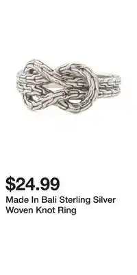 TJ Maxx Made In Bali Sterling Silver Woven Knot Ring offer