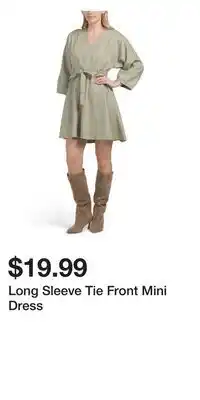 TJ Maxx Long Sleeve Tie Front Mini Dress offer