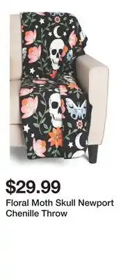 TJ Maxx Floral Moth Skull Newport Chenille Throw offer