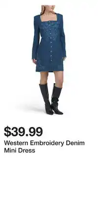 TJ Maxx Western Embroidery Denim Mini Dress offer