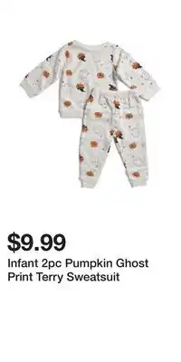 TJ Maxx Infant 2pc Pumpkin Ghost Print Terry Sweatsuit offer