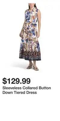 TJ Maxx Sleeveless Collared Button Down Tiered Dress offer