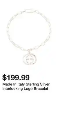 TJ Maxx Made In Italy Sterling Silver Interlocking Logo Bracelet offer