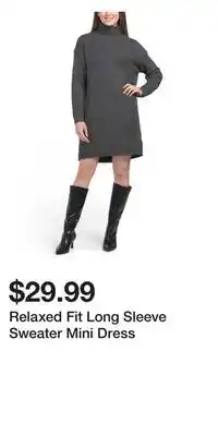 TJ Maxx Relaxed Fit Long Sleeve Sweater Mini Dress offer