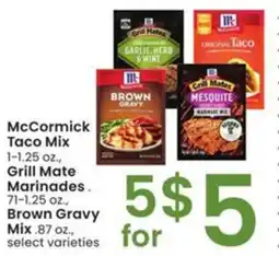 Albertsons McCormick Taco Mix or Grill Mate Marinades offer