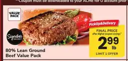 ACME 80% Lean Ground Beef Value Pack offer