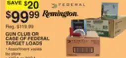 Dunham's Sports GUN CLUB OR CASE OF FEDERAL TARGET LOADS offer