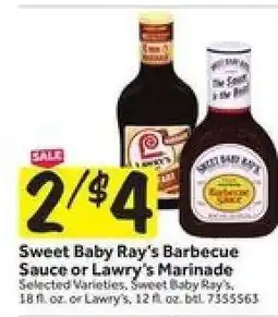 Stop&Shop Sweet Baby Ray's Barbecue Sauce or Lawry's Marinade offer