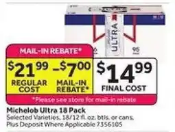 Stop&Shop Michelob Ultra 18 Pack offer