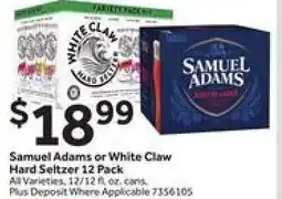 Stop&Shop Samuel Adams or White Claw Hard Seltzer 12 Pack offer