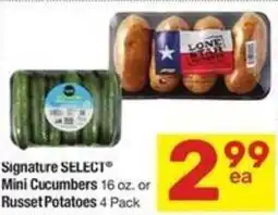Albertsons Signature select mini cucumbers or russet potatoes offer