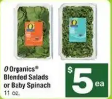 Albertsons 0 Organics Blended Salads or Baby Spinach offer