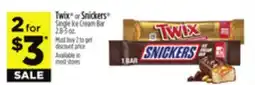 Dollar General Twix or Snickers Single Ice Cream Bar offer