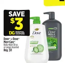 Dollar General Dove or Dove Men + Care Body Wash offer