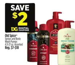 Dollar General Old Spice Sprays and Body Wash Pumps offer
